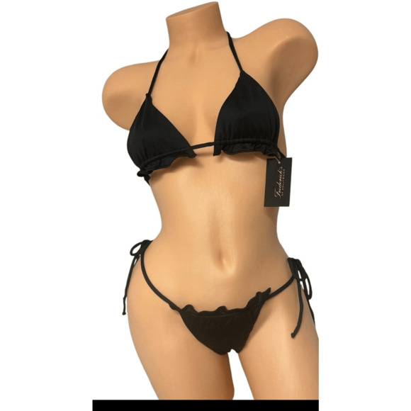 Frederick's of Hollywood SZ Small/Medium Avalon Black String Bikini NWT - Picture 1 of 5